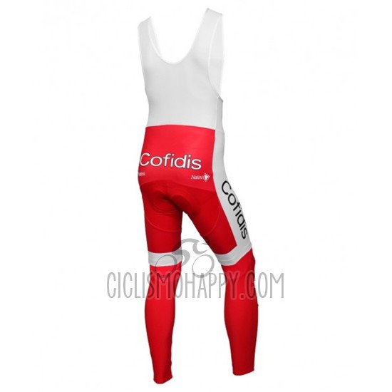 Cofidis Cycling Jersey Bib Tight 2016 Long Sleeve White and Red